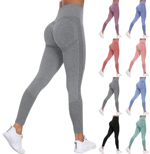 Anti Cellulite Leggings Damen - High Waist Push Up 3D Yogahose mit Bauchkontrolle Sportleggings Blickdicht Fitnesshose Lange Sporthose Kompressionshose Booty Straffende Legging für Yoga & Sport