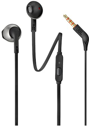 JBL Tune 205 trådbundna in-ear-hörlurar med JBL Pure Bass Sound och Microphone, Svart