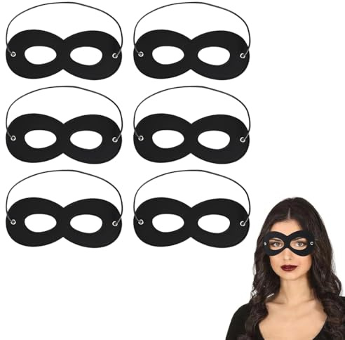 OIXYEY 6 Stück Für Zorro Maske, Maskerade Augenmaske Maske, Filz Augenmaske Kostüm Requisiten, Für Karneval Party Maske Halloween Karneval Zubehör Verkleidung Maskerade Zubehör (Schwarz B)