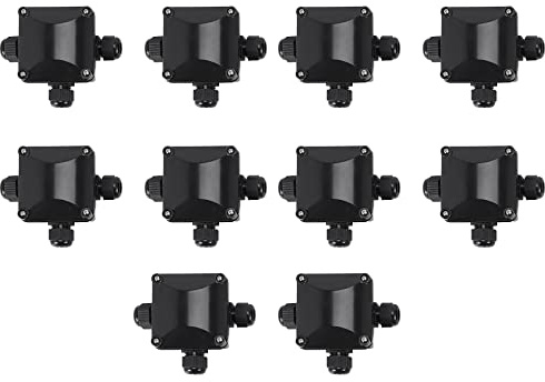 Taviko 3-Way Junction Box, IP 68 Waterproof Connectors for Outdoor Lighting External Junction Box Pack of 10 Black