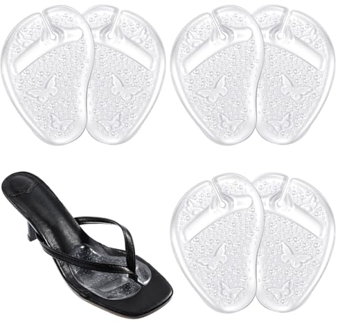 3 par genomskinliga och halkfria flip-flop-inlägg, komfort tåskydd flip flop, självhäftande tåseparator, sandalinlägg, kudde för flip-flops