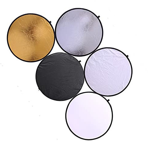 Cuifati 32 5 i 1 Ljusreflektor för Fotografering, 80 Cm Hopfällbar Fotoreflektorskiva med Genomskinlig Silverguld Vit och Svart, Bärbar Fotostudioljusspridare för
