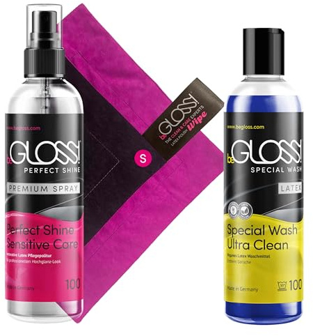 Latex Pflege Politur & Latex Wipe Poliertuch & Waschmittel im 3er Set
