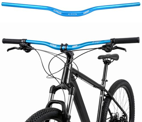 Wake Cykelstyre i aluminiumlegering, styre, höjare, stång, bred, extra lång, cykelstyre för utförsåkning, cykling, racing, för väg, MTB, mountainbike, 31,8 mm x 780 mm (blå)