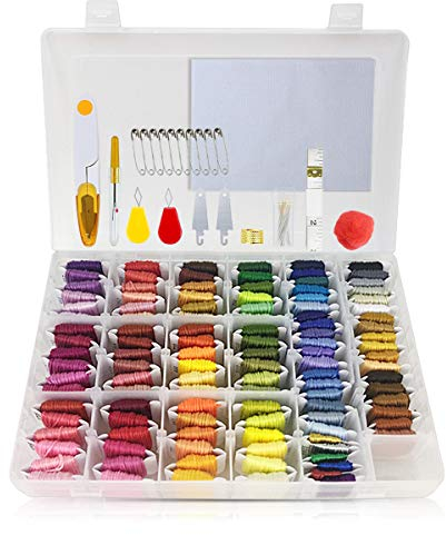 Sticktwist Kreuzstichgarne, 110 Farben, Stickgarn mit Organizer Aufbewahrungsbox und 50 Stück Kreuzstichwerkzeuge
