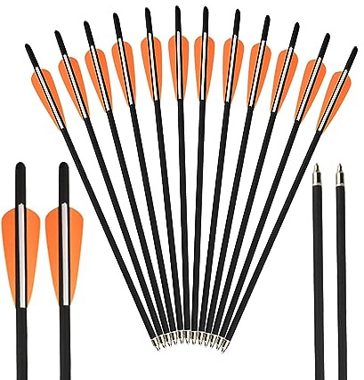 6pcs Flechas de Ballesta Pernos de Ballesta Flecha de Carbono 16 17 18 20 22 para la Caza de Ballesta o la Práctica de Tiro con Arco (Naranja, 17)