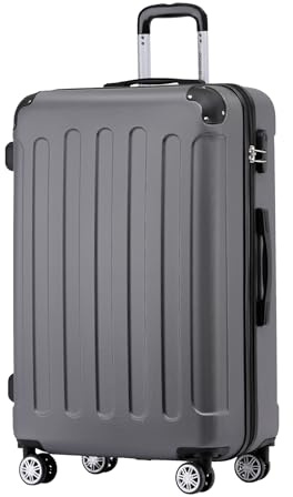 BEIBYE Hartschalenkoffer XL 76 cm – großer Reisekoffer für Familienreisen, leicht, robust, ABS, 360° Doppelrollen, Zahlenschloss, Dark Grey