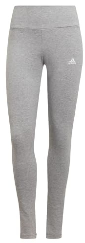 adidas Mujer ESSENTIALS HIGH-WAISTED LOGO LEGGINGS, Medium Grey Heather / White, S