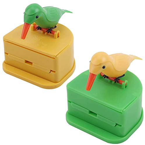 Zahnstocherspender,QSXX 2 Stücke Zahnstocherspender Automatisch Exquisit Und Süß Zahnstocherhalter Vogel Für Dekoration,Küche,Zuhause,Party,Lustiges Geschenk Zahnstocherhalter Vogel Gelb Grün