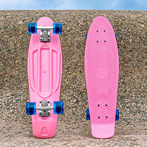 VICI 68,5cm Cruiser Skateboard - Leuchtend Rosa & Blau Penny Board | Solide und leichte Retro Skateboards | Für Kinder Jugendliche Erwachsene | Nur Skateboard