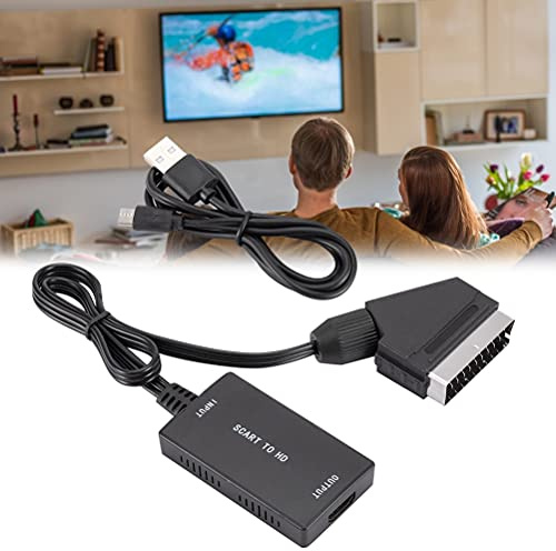 BTOSEP Convertidor de Adaptador Scart a Compatible con HDMI con Cable Scart Compatible con Adaptador de Salida HDMI de Alta definición