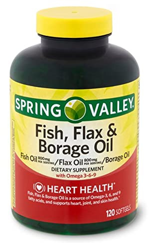 Spring Valley - Fish, Flaxseed, Borage Oil, Omega 3, 6, 9, 120 Softgels + Your Vitamin Guide©