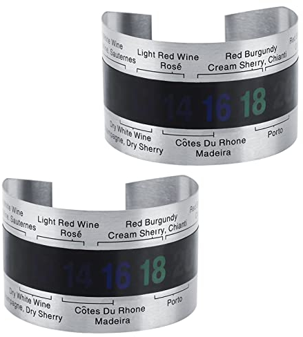 2Pcs Wine Thermometer, Stainless Steel LCD Digital Thermometer Sensor with Screen for Beer Red Wines, Milk Bottle for Wineries Real Time Monitoring Tools