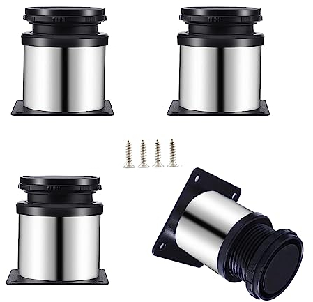 JASLIZ Verstellbar Möbelfuß Edelstahl Möbelbeine 50x60 mm Tischbeine, Schrankfüsse, Metallfüsse, Füße für Möbel, Küche, Schreibtisch, Tischbeine, Möbel Beine, Füße Arbeitsplatte (4 Stück)