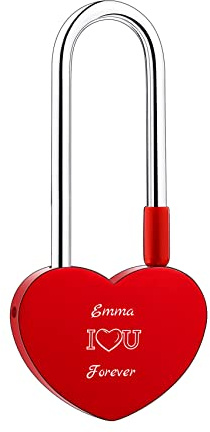 MunkiMix Candado de Amor Personalizado con Forma de Corazón Foto Personalizada Nombre Fecha para Pareja Novio Novia Él y Ella Puente de Amor Candado de Aluminio Valentín Amante Regalo(R1)
