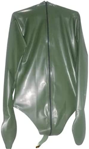 Sexy Olive Green Latex Swimsuit Gloves Hoods Open Mouth Latex Catsuit Rubber Bodysuit,Yellow,m