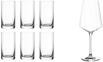 Leonardo Easy+ Trink-Gläser, 6er Set, Größe M, 260 ml, 039612 & Leonardo Puccini Weißwein-Gläser, 6er Set, spülmaschinenfeste Wein-Gläser, Kelch mit gezogenem Stiel, Weinglas Set, 560 ml, 014789