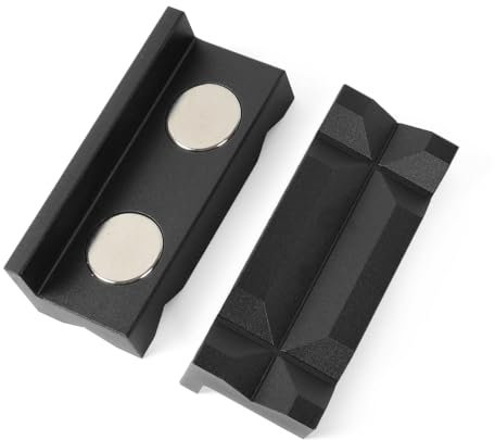 MUGE RACING 4 Vise Jaws Pads, Strongly Magnetic Aluminum Vice Jaws Pads, Professional Grade Multi-Purpose Vise Jaw Protective Inserts for Any Metal Bench Vice,Black