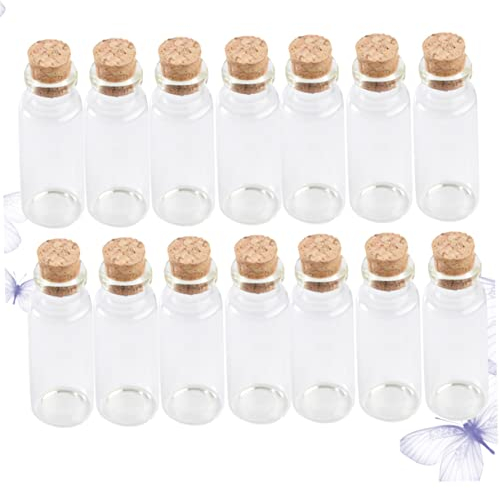 Cabilock 20pcs Mini Glass Bottles Cork Stoppers 40ml High Borosilicate Wishing Jars for Tea Storage Portable Craft Vials for Home Party Office