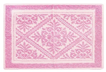 Sardischer Webteppich aus Baumwolle, einfarbig, Muster mit Relief, Rand Ricciolini, hergestellt in Sardinien (50 x 80 cm, Rosa)