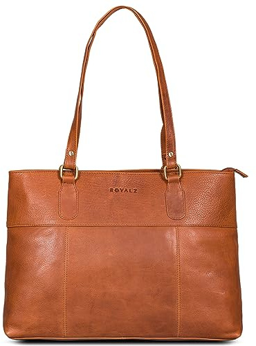 ROYALZ Augustine Vintage Echtleder Handtasche Damen mittelgroß Leder Henkeltasche Schultertasche mit langen Henkeln
