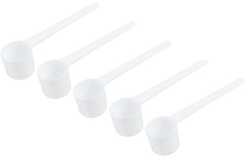 QUARKZMAN 3,8 x 0,9 5g Largo Mango Plástico Medidoras Cucharas Reutilizables, 20uds Claro Medidor Cucharas Planas para Polvos, Gránulos, Café, Suministros para Hornear y Proteínas