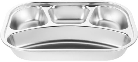 LIFKOME Edelstahl Brotdose Mit Fächern Frühstücksbox Abendessen Tablett Geteilter Speiseteller Edelstahlbehälter Servierteller Servierplatte für Studenten Essensbox Brotdose 1300ML