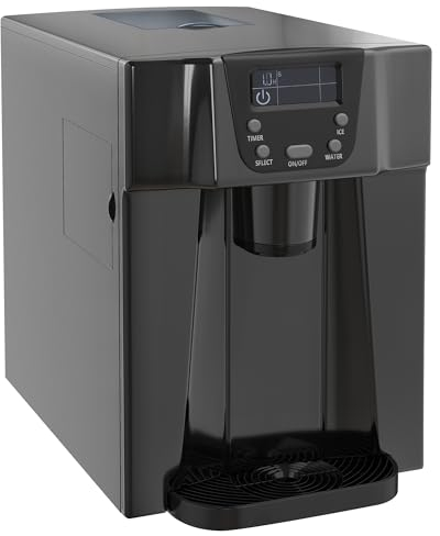 HOMCOM 3L Ice Maker Machine and Water Dispenser, 12kg in 24H, 2 Size Options 9 Ice Cubes Ready in 6-10 Mins Countertop Ice Machine for Home, Kitchen, Office, Bar, Black