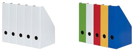 Landré Stehsammler A4, aus stabilem Karton 7cm breit, weiss, 5 Stück & Landre Stehsammler A4, aus stabilem Karton, 7cm breit, 5 Farben, 5 Stück