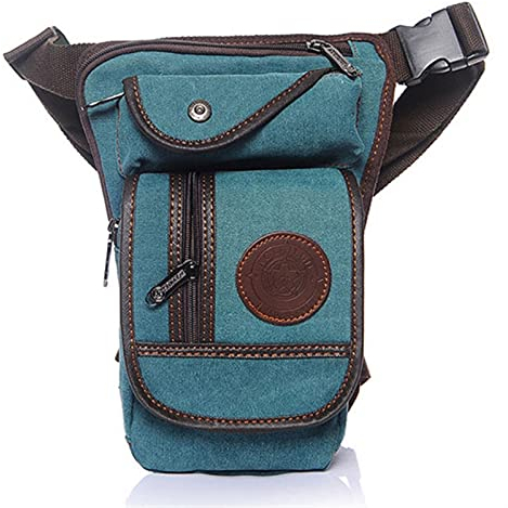 Beintasche,Beintasche Motorrad,Oberschenkeltasche Herren Canvas Vintage Drop Beintasche Taille Hose Hose Hüfte Hüftgürtel Wandern Motorrad Cross Body Mission Bag (Color : Green Canvas)