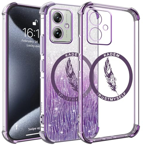 TEYYOS Funda para Motorola Moto G54 5G, Funda Protectora Híbrida Transparente con Brillo Electrochapado, Carcasa de Parachoques de TPU Ultrafina Resistente a Arañazos Case Cover, Morado