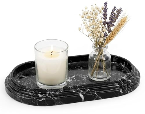 SPESHSTONES Bandeja de mármol de 9.75 Pulgadas, Hecha a Mano, Color Negro, para decoración de encimera, bandejas Decorativas para Regalos para Ella, Perfume, Vela, joyería y Accesorios de tocador