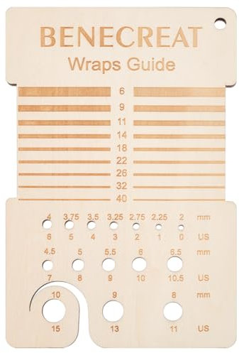 BENECREAT 10x15cm hölzerne doppelseitige Gravur Stricknadel Gauge, Yarn Wrap Guide Board Stricken Werkzeug für Spinner Garnmessung Häkeln Zubehör