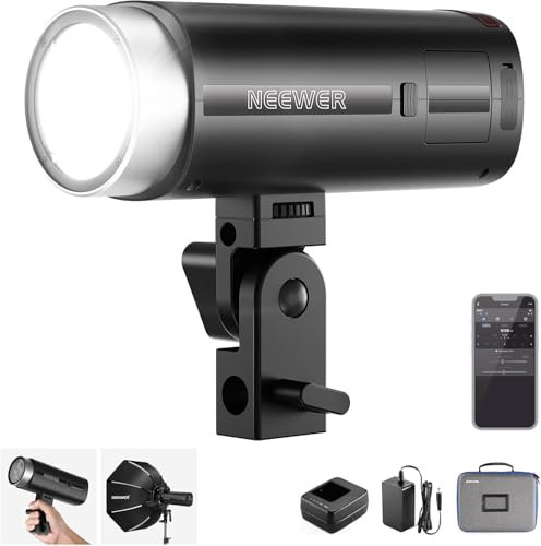NEEWER Q200 200Ws 2.4G Flash Stroboscopique Extérieur, 3200mAh Batterie Li-ION Alimenté Studio Strobe Light Photographie sans Fil Monolight avec 750 Flash Pleine Puissance 0.01~1.5s Recyclage