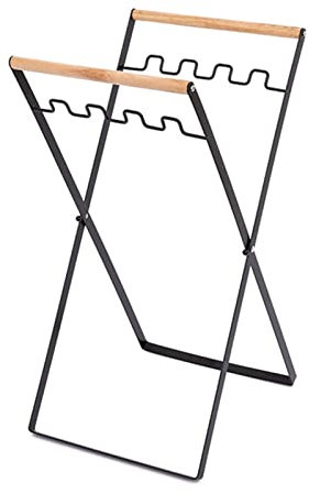 Sunicon Trash Bag Holder, Outdoor Metal Leaf Bag Holder Stand Metal Garbage Bag Holder Portable Outdoor Leaf Bag Stand for 30-45 Gallon Bags for Leaves Camping Yard Weeding (Black)