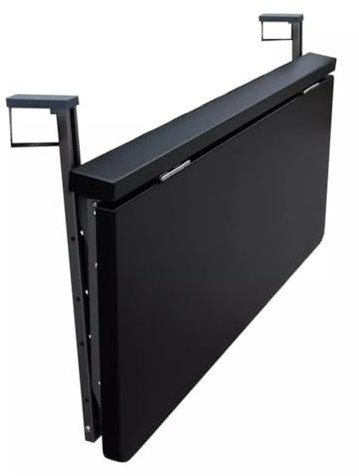 Balkonhängetisch, 5 Ebenen, höhenverstellbar, faltbar, Geländer, Esstisch, Aluminiumlegierung, Bartisch für Außenbereich, Balkongeländer, schwarz, 120 cm