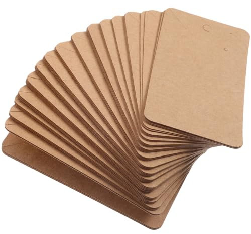HAPINARY 100stücke Kraftpapier Ohrring Karten Mit Ohrring Display Karten Für Ohrstecker Schmuckpräsentation Zum Beschriften Schmuckaufbewahrung DIY Schmuckkarten Braun