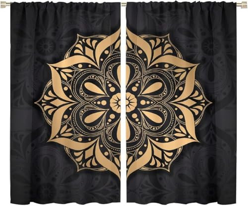 Schattierung Vorhänge 2Er Set 3D Bunte Retro-Blumen Druck Isolierung Schalldichte Kinder Gardinen Blickdicht Mit Ösen Vorhang Fenster Für Wohnzimmer Schlafzimmer Balkon 150X166 cm (B + H)-113283853