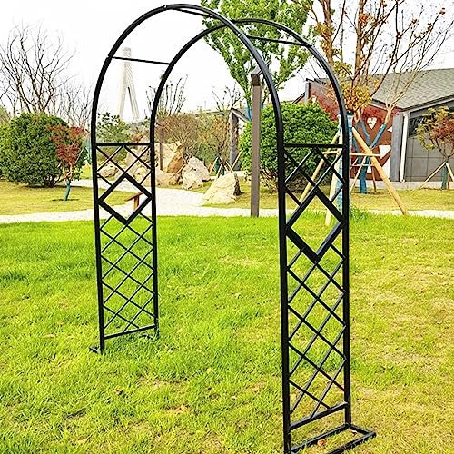 Grande arche de jardin en métal noir 1,4 x 2,3 m pour plantes grimpantes et décorations de mariage