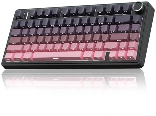 AULA F75 PRO Mechanische Tastatur Gaming,2.4GHz/Type-C/BT5.0 Mechanical Keyboard,Seitlich Graviert,Fünfschichtige Polsterung Struktur,QWERTY,Hot-Swap Kabellos Gaming Tastatur 75 Prozent (Rosa)