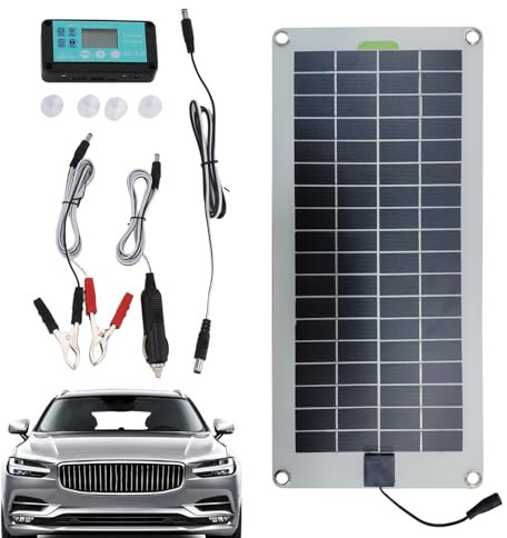 Caricatore Della Batteria Per Auto Solare - Pannello Solare Per Auto Da 30W 12V, Caricatore Solare Automobilistico, Clip Per Presa Per I Sigari, Clip Per Cager, Camion E Barche Compatibili