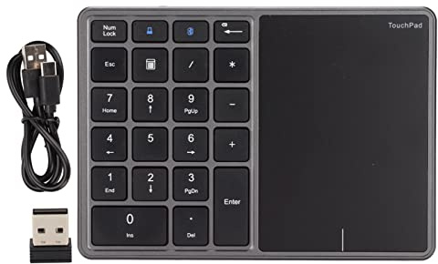 RASTKY BT 4.2 Touchpad Numérico Inalámbrico Touchpad 22 Keys 2 en 1 USB Numpad para/iOS, Tamaño Portátil (Hierro Gris)