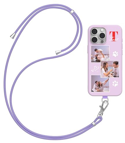 DCPPCY Handykette Personalisierte Handyhülle für iPhone 11, Selbst Gestalten Hülle mit Handyband Kette, TPU Custom handyhülle mit Foto Bild Text, Hülle mit Eigenem Foto (Mehrfarbig)
