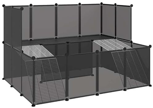 Kleintierkäfig aus PP und Stahl 143x107x93 cm - Großer und Stabiler Lebensraum für Kleintiere - Ideal für Hamster, Kaninchen und Meerschweinchen - Leicht zu reinigen und langlebig