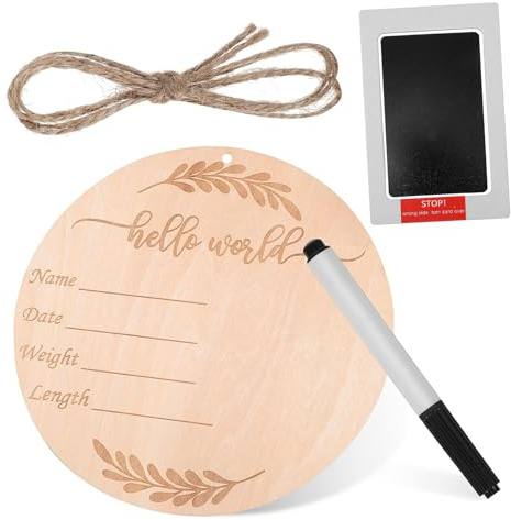 Babykarte Neugeborenen Monatsschild mit Stempelkissen, Stift und Lanyard | Holz, 1 Satz, für Neugeborenen Ankündigung und Monatliche Babymonate als Fotorequisite