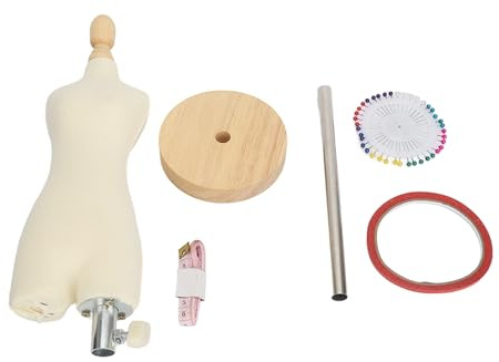 Modepuppe Weiblich Dress Form, Mini Schneiderpuppe mit Holzständer, Größe 40-58 - Verstellbar, Stabil, Ideal für Nähen und Fotografie