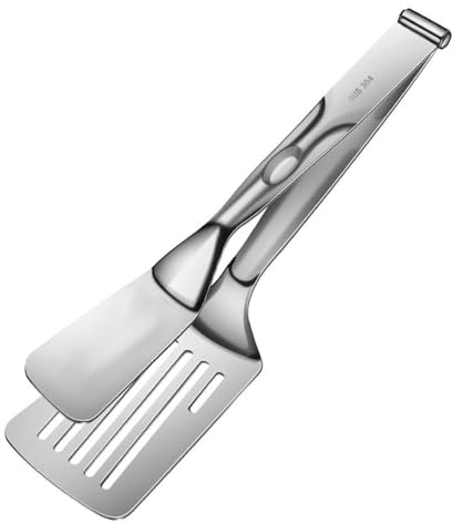 Kökstång, 2 i 1 11,8 grilltång i rostfritt stål, stekspatel med avtagbar design och halkfritt handtag för grillning, matlagning och stekning