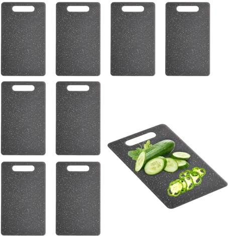 BAIFULAI 8 tablas de desayuno de plástico: 25 × 15,3 cm, juego de tabla de cortar con mango para cocina, tablas de desayuno antideslizantes y aptas para lavavajillas, para frutas, verduras, sin BPA