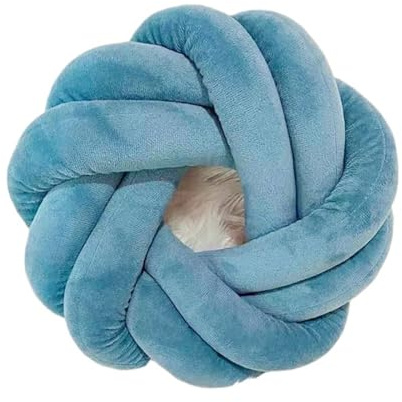 XIUsheUA Cuscino annodato a mano Cuscino rotondo annodato tessuto a mano, cuscino for divano, creativo(Blue)