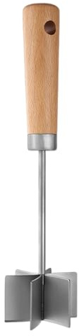 Picadora de verduras de acero inoxidable – utensilio de cocina 27x6,5 cm con mango de madera | Prensapuré de carne picada y verduras ideal para salchichas, hamburguesas, platos caseros